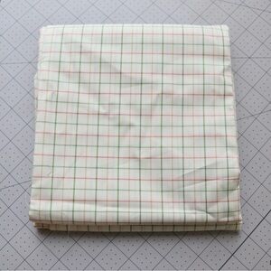 Pink and green plaid cotton shirting fabric, 1.5 yards paid